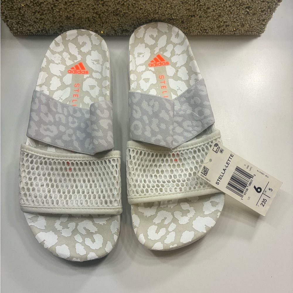 Adidas Stella McCartney White and Gray Slides